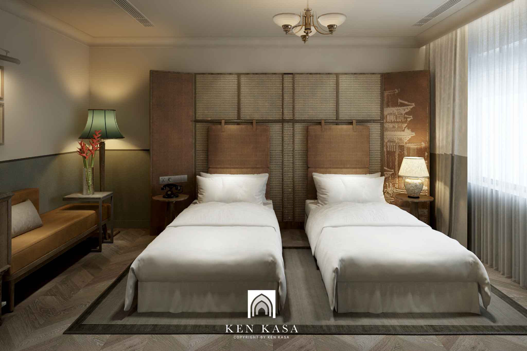 Kh&ocirc;ng gian ph&ograve;ng Deluxe tối giản, mộc mạc